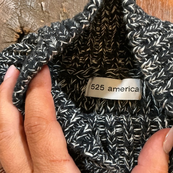 525 America Black White Marled Mock Neck Cotton Sweater Size S - Picture 5 of 6